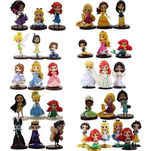 3pcs/lot 5-14cm Princess Figure Model Cute Q Posket princess Snow White Witch toy gift