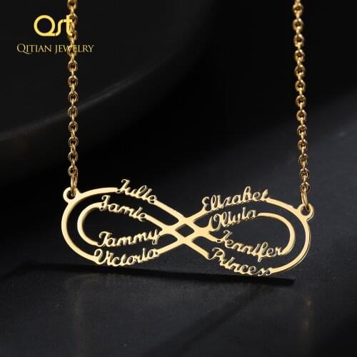 Custom Infinity Name Necklace Gold Stainless Steel 1-8 Name Necklace Personalised Women Pendant Jewelry For Friendship Gifts