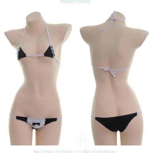 Square Bondage Bra Panty Bikini Mini Cute Japanese Style Underwear Small Bikini Set Lace Maid Costumes Anime Kawaii Lingerie