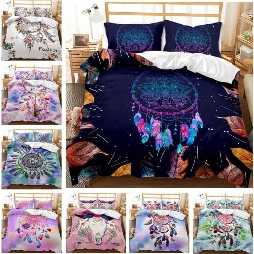 Dream Catcher Customizable Three-piece Set 3D Digital Four-piece Set Foreign Trade Beddings Quilt Cover Decoration for Home