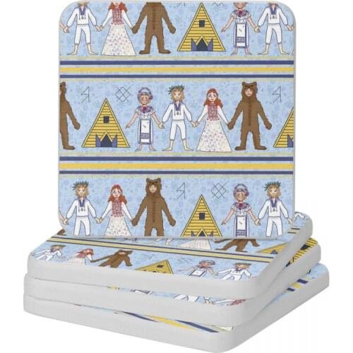 Midsommar Pattern #2 Diatomaceous Earth Square Round Shape Coaster Water Absorption Cup Bonsai Mat Soap Toothbrush Pad 10x10cm