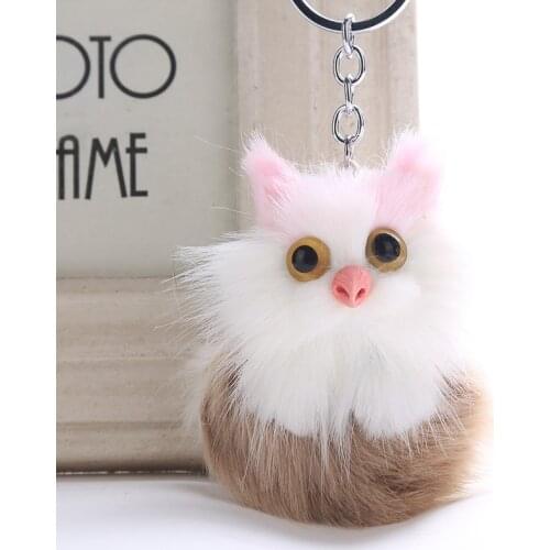 Kawaii New Simulation Cute Cat Pendant Lifelike Phone / Backpack Keychain Childrens Outdoor Plush Toys Cartoon Birthday Gift