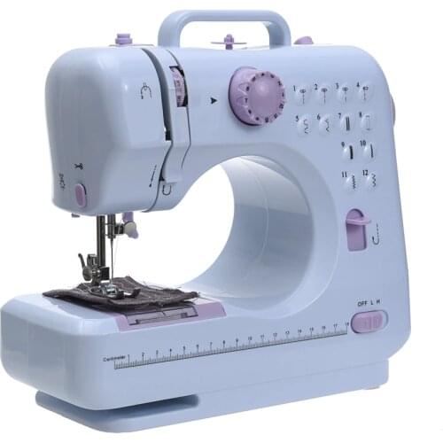 Multifunction Mini Sewing Machine 505A 12 Stitches Replaceable + 12pc Presser Foot Power Supply LED Light Overlock