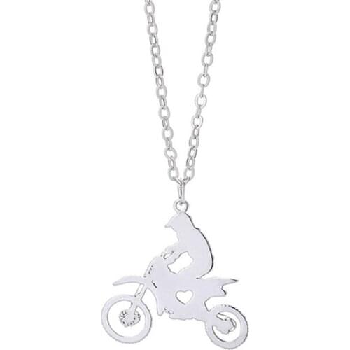 Wholesale Trendy Motorcycle Race Necklace Racing Driver Stainless Steel Heart Pendant Necklace Fashion Jewellery Gift