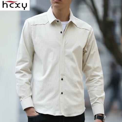 HCXY 2019 Autumn Mens Casual Shirts Men Long sleeve Shirts Male Shirt Solid color Full cotton Breathable Sweat Comfortable