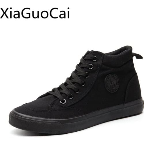 Spring and Autumn Season Men Casual Shoes Korean Version of High Top Canvas Shoes for Boys Mens Flat Sneakers