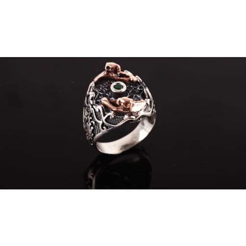 UM US JEWELRY Emerald Cubic Zirconia 925 Sterling Silver Men Ring