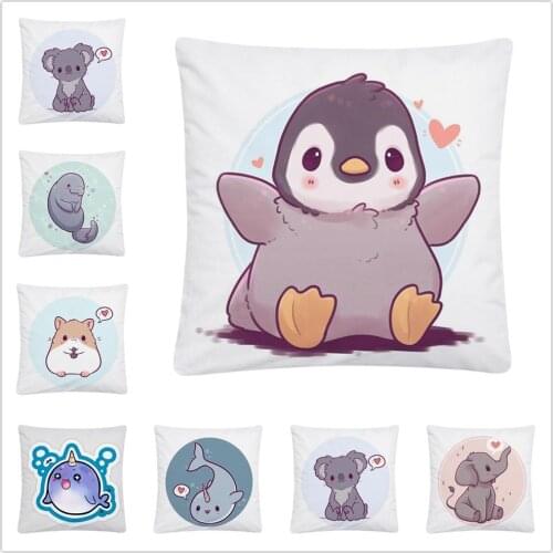 Cute cartoon little animals pattern Soft Short Plush Cushion Cover Pillow Case for Home Sofa Car Decor Pillowcase 45X45cm