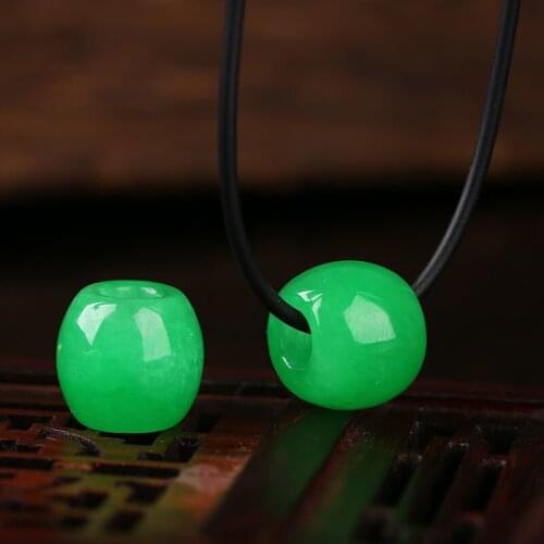 Natural Green Jade Beads Pendant Agate Necklace Fashion Charm Jewellery Carved Amulet Gifts for Women Men Sweater Chain