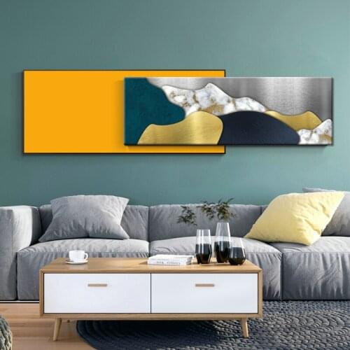 Nordic Abstract Geometric Mountain Landscape Wall Art Canvas Painting Golden Sun Art Poster Print Wall Picture For Living Room