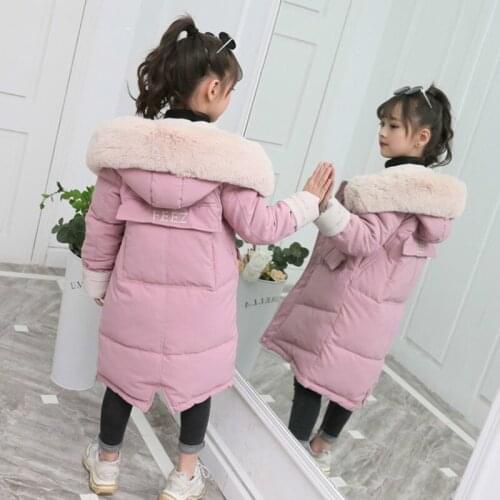 New fashion womens winter clothing warm down cotton top childrens fur collar coat womens coat condensed hat childrens