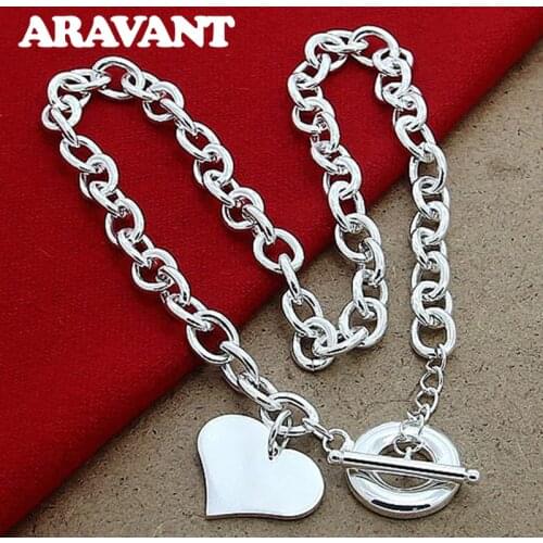 925 Silver Heart Pendants Necklaces For Women Wedding Luxury Silver Jewelry
