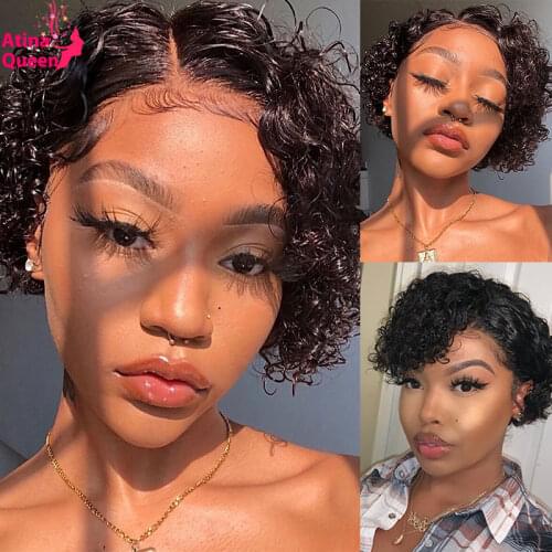 Pixie Cut Wig Water Wave Short Bob Wigs 13x4 Lace Front Human Hair Closure Wig With Baby Hair Remy 250% Glueless for Black Women