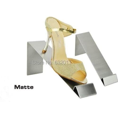 Matte surface stainless steel shoes holder exhibition tray support keeper metal shoe showing display rack stand
