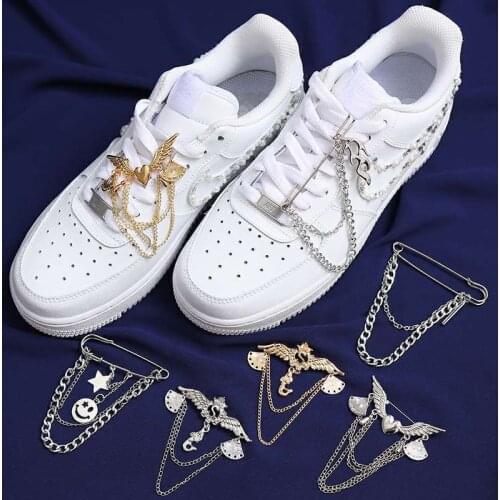 Single Sale 1 Pcs Shoes Croc Charms New Design Shoes Decorations Force One Buckle Chains For Shoelace Girls Pretty Accessories