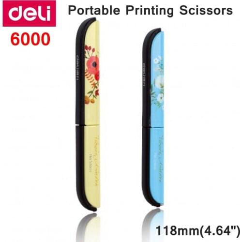 Deli 6000 Portable Printing Scissors 118mm(4.64") stainless scissors retail packing Auto open scissors