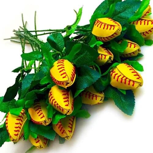Pink Softball Rose Bouquets- softballs- Valentines day- roses- pink roses