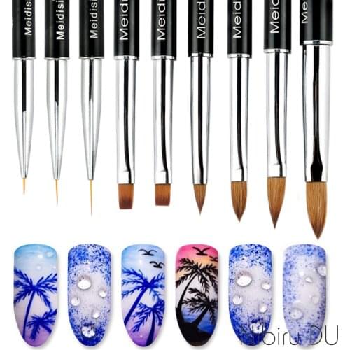 1Pc Detachable Sable Hair Nail Brush Kolinsky Acrylic Drawing Painting Brush Black Steel Pattern Handle Nail Art Tool