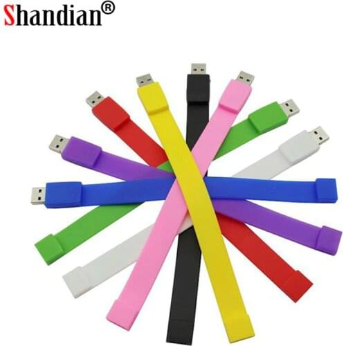 SHANDIAN Silicone Bracelet Wrist Band 4GB 8GB 16GB 32GB 64GB USB 2.0 USB Flash Drive Pen Drive Stick U Disk Pendrives