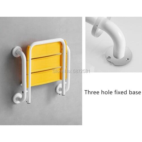 Bathroom folding seat toilet elderly safety antiskid wall hanging stool handicapped armrest bath stool
