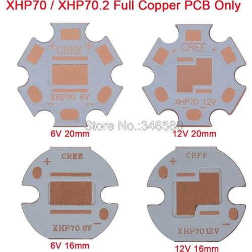 6V / 12V 16mm / 20mm LED Copper PCB Board LED Heatsink LED Lamp Thermal Separation Base for Cree XHP70 XHP70.2 Emitter Diode