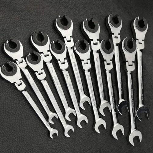 Tubing Wrench Ratchet Flex-Head Metric Oil Flexible Open End-Wrench for Ratchet Wrench