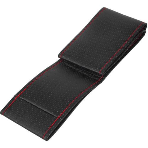 Universal 38cm Black+Red PU Leather Steering Wheel Cover DIY Hand Sewing Car Steering Wheel Cover Car Accessories