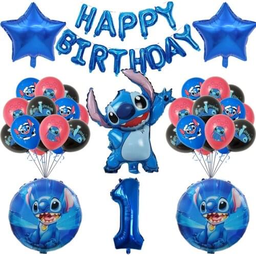 1Set Disney Lilo & Stitch Balloons 32inch number Baby shower foil globos happy birthday party decorations kids toys globs