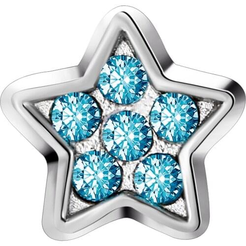 10pcs Blue Zirconia Fve Point Star Custom Floating Charms For Glass Locket