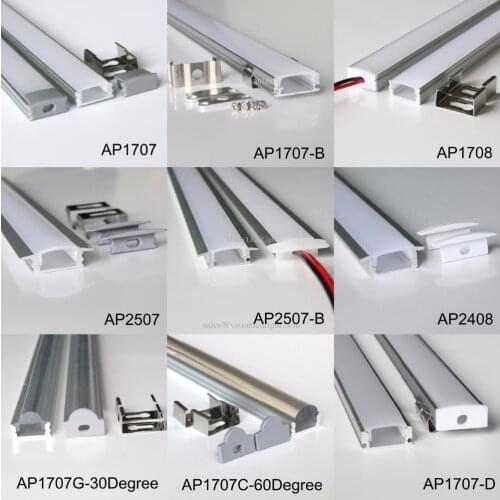 20m (20pcs) a lot, 1m per piece aluminum led housing for led strip slim with milky diffuse cover or 30/60degree lens