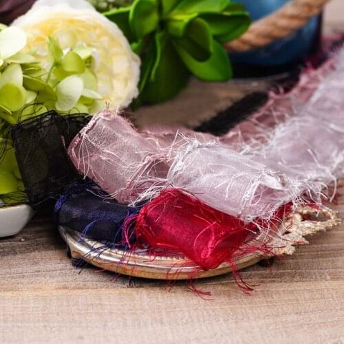 5 yards/lots Frayed Edged Snow Yarn Organza Stain Ribbon DIY Craft Bow Hair Accessories Gift Bouquet Packaging Sewing Material