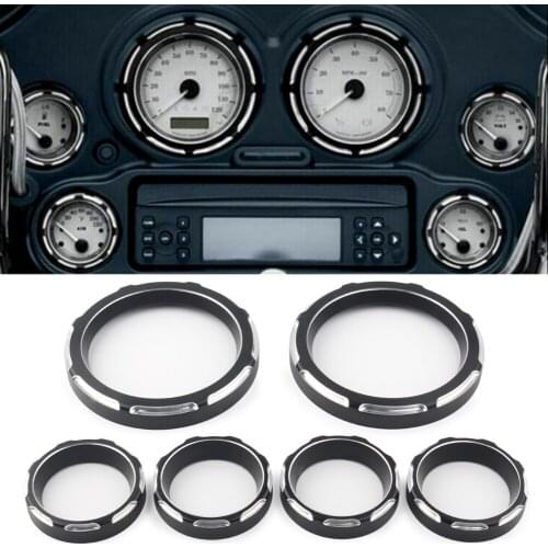 6Pcs Motorcycle Speedometer Board Burst Gauge Bezel Rings For Harley Touring FLHT FLHX 1996-2007 2008 2009 2010 2011 2012 2013