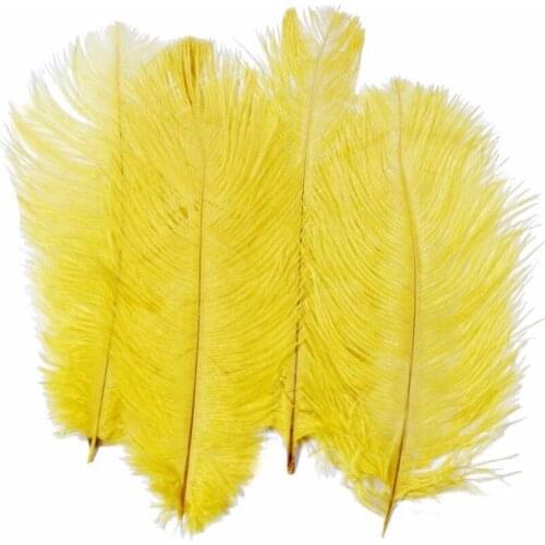 Free shipping 500pcs/lot Yellow Ostrich drabs Feathers 25-30cm/10-12inch Real&natural Ostrich Plumes for diy wedding decorations