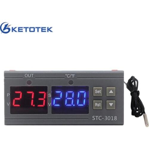 STC-3018 110V 220V Digital Temperature Controller C/F Incubator Thermostat 10A/240V Relay Output Thermoregulator Heating Cooling
