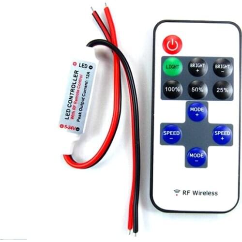 DC12-24V LED Strip Light Controller Mini RF Wireless Dimmer 1pcs
