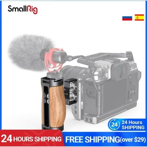 SmallRig Wooden Mini Side Handle (1/4”-20 Screws) Dslr Camera Cage Handle With Cold Shoe Mount For Microphone DIY Option- 2913