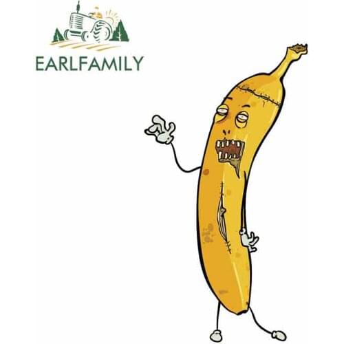 EARLFAMILY 13cm x 7.2cm for Banana Zombie Personality Creative Car Stickers Fashion Waterproof Sticker Decal Decoration