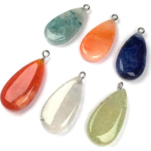 Natural Stone Agates Pendant Water drop shape Exquisite Pendants charms for Jewelry making DIY Necklaces Accessories 12x32mm