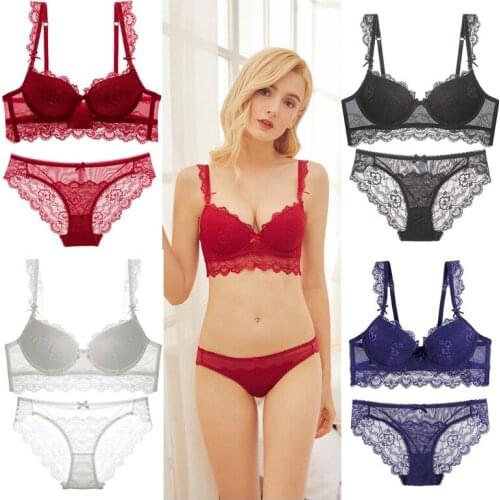 French Eyelash Lace Langerie Conjunto Lenceria Mujer Convertible Adjusted Straps Underwire Push Up Lingerie Bra And Panty Set