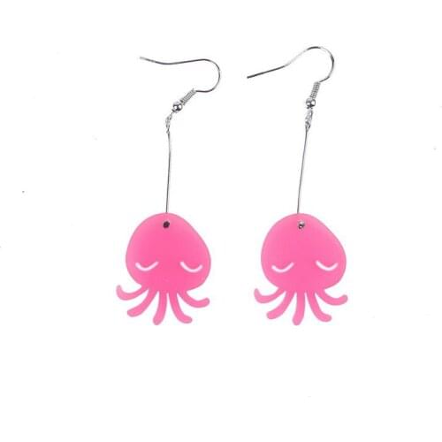 Korea Simple Cute Fresh 3 Colors Little Octopus Earrings For women Fashion Acrylic Drop Earrings Jewelry Girls Gift E18066