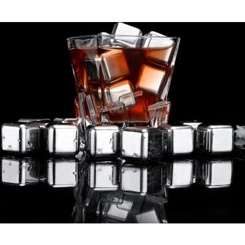 4PCS Stainless Steel Ice Cubes Whisky Stones Ice Cubes Set Reusable Cooling Cube for Wine Keep Your Drink Cold Longer