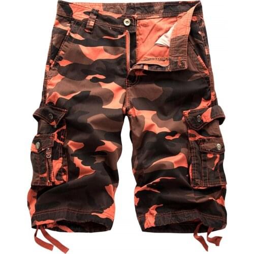 Summer Mens Camouflage Beach Shorts Multi Pocket Loose Straight Cargo Shorts Outdoor Hiking Climbing Leisure Sports Army Shorts