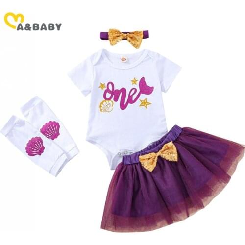 Ma&Baby 0-24M Summer Newborn Baby Girl Clothes Set 1st Birthday Outfits One Letter Print Romper Bow Tutu Skirts Costumes