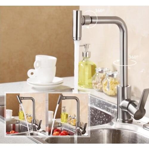 Brushed kitchen sink basin faucet pull out, Sainless Steel kitchen basin faucet, Rotated single hole water basin faucet mixer