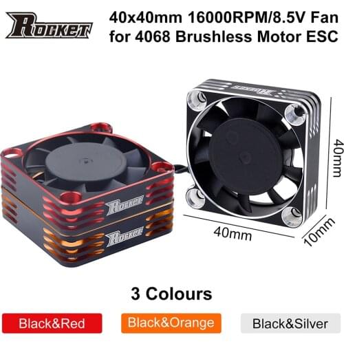 Rocket Metal 8.5V 16000RPM High Rotation Speed Cooling Fan for 4068 Brushless Motor ESC 1/10 1/8 RC Car Accessories Parts