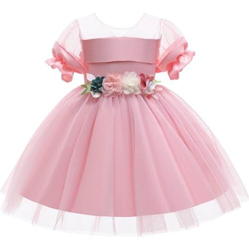 Sweet Elegant Girl Flower Princess Tutu Dresses Cute Birthday Wedding Party Dress Toddler Clothing