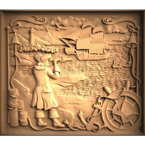 Pirate Ship 3d STL Model for CNC Router 3D Printer Artcam Aspire Bas Relief