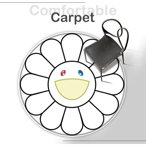 Hot Fashion Sunflower Mat Round Rug Non-Slip Flannel Carpet Non-slip Bath Mat Soft Fluffy Living Room Bedroom Decorative Carpet