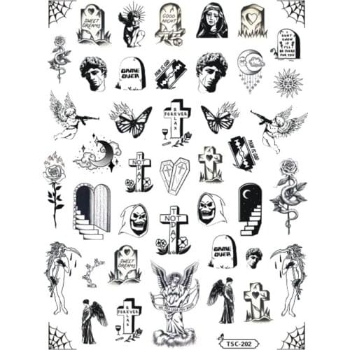 Newest TSC-202 DARK ANGLE series colorful designs 3d nail art sticker nail decal accessories