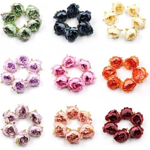 5pcs / lot High Quality Peony Artificial Silk Flower Head Wedding Decoration Garland DIY Craft Flower Home Birthday accessories